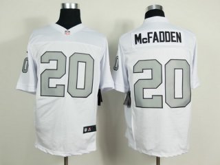 Nike Oakland Raiders #20 Darren McFadden White With Silvery Elite Jersey