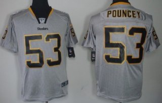 Nike Pittsburgh Steelers #53 Maurkice Pouncey Lights Out Gray Elite Jersey