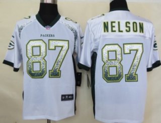 Nike Green Bay Packers #87 Jordy Nelson Drift Fashion White Elite Jersey