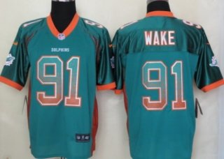 Nike Miami Dolphins #91 Cameron Wake Drift Fashion Green Elite Jersey