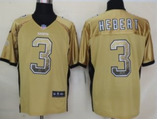 Nike New Orleans Saints #3 Bobby Hebert Drift Fashion Gold Elite Jersey