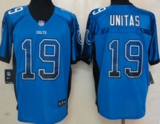 Nike Indianapolis Colts #19 Johnny Unitas Drift Fashion Blue Elite Jersey