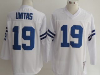 Indianapolis Colts #19 Johnny Unitas White Long-Sleeved Throwback Jersey