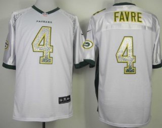 Nike Green Bay Packers #4 Brett Favre Drift Fashion White Elite Jersey