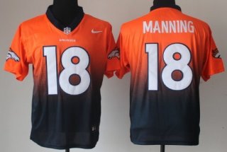 Nike Denver Broncos #18 Peyton Manning Orange/Blue Fadeaway Elite Jersey