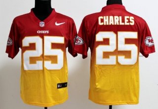 Nike Kansas City Chiefs #25 Jamaal Charles Red/Yellow Fadeaway Elite Jersey