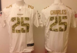 Nike Kansas City Chiefs #25 Jamaal Charles Salute to Service White Game Jersey