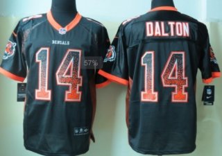 Nike Cincinnati Bengals #14 Andy Dalton Drift Fashion Black Elite Jersey