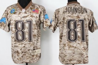 Nike Detroit Lions #81 Calvin Johnson 2013 USMC Camo Elite Jersey