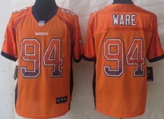 Nike Denver Broncos #94 DeMarcus Ware Drift Fashion Orange Elite Jersey