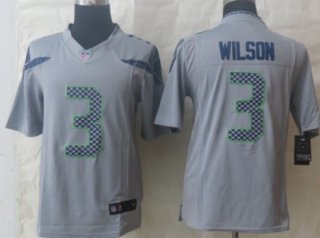 Nike Seattle Seahawks #3 Russell Wilson Gray Limited Jersey