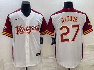 Men's Venezuela Baseball #27 José Altuve 2023 White World Baseball Classic Stitched Jersey