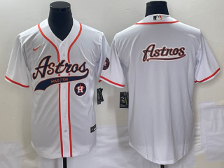 Men's Houston Astros White Team Big Logo Cool Base Stitched Baseball Jersey3