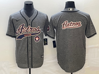 Men's Houston Astros Blank Grey Gridiron With Patch Cool Base Stitched Baseball Jerseys