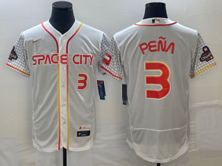 Men's Houston Astros #3 Jeremy Pena Number White 2023 City Connect Flex Base Stitched Jersey