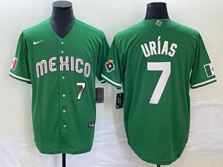 Men's Mexico Baseball #7 Julio Urias Number Green 2023 World Baseball Classic Stitched Jersey4