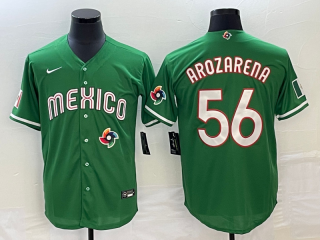 Men's Mexico Baseball #56 Randy Arozarena 2023 Green World Classic Stitched Jersey1