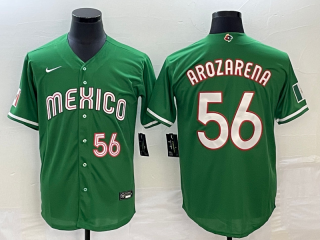 Men's Mexico Baseball #56 Randy Arozarena Number 2023 Green World Classic Stitched Jersey2