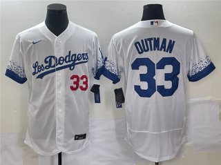 Men's Los Angeles Dodgers #33 James Outman White City Connect Flex Base Stitched Baseball Jersey