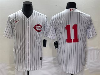 Men's Cincinnati Reds #11 Barry Larkin White Field of Dreams Stitched Baseball Jersey