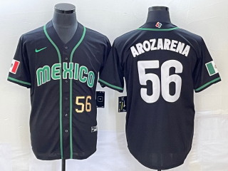 Men's Mexico Baseball #56 Randy Arozarena Number 2023 Black World Classic Stitched Jersey1