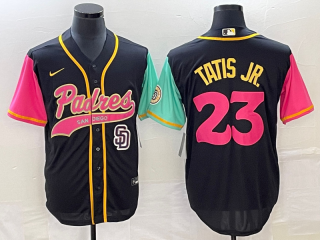 Men's San Diego Padres #23 Fernando Tatis Jr Black NEW 2023 City Connect Cool Base Stitched Jersey 1