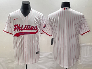 Men's Philadelphia Phillies Blank White Pinstripe Cool Base Stitched Baseball Jersey