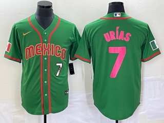 Men's Mexico Baseball #7 Julio Urias Number 2023 Green World Classic Stitched Jersey7