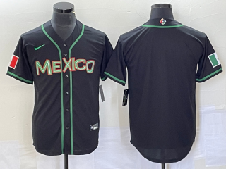 Men's Mexico Baseball Blank Black 2023 World Baseball Classic Stitched Jersey