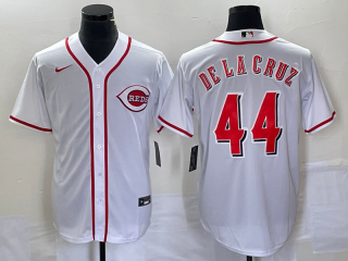 Men's Cincinnati Reds #44 Elly De La Cruz Number White Cool Base Stitched Baseball Jersey 1