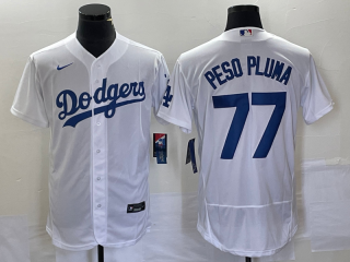 Men's Los Angeles Dodgers #77 Peso Pluma White Stitched Flex Base Nike Jersey