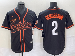 Men's Baltimore Orioles #2 Gunnar Henderson Black Cool Base Stitched Baseball Jersey