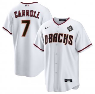 Men's Arizona Diamondbacks #7 Corbin Carroll White 2023 World Series Cool Base Stitched Baseball Jersey