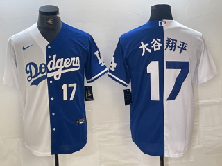 Men's Los Angeles Dodgers #17 大谷翔平 Number White Blue Two Tone Stitched Baseball Jerseys