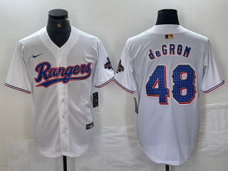 Men's Texas Rangers #48 Jacob deGrom White 2024 Gold Collection Limited Cool Base Jersey