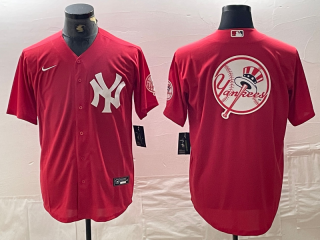 Mens New York Yankees Blank Red Cool Base Stitched Baseball Jersey