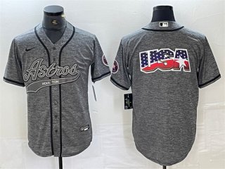 Men's Houston Astros Gray Team Big Logo With Patch Cool Base Stitched Baseball Jerseys