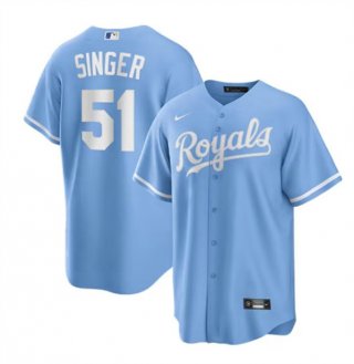 Men's Kansas City Royals #51 Brady Singer Light Blue Stitched Baseball Jersey