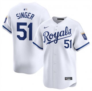 Men's Kansas City Royals #51 Brady Singer White 2024 Home Stitched Baseball Jersey