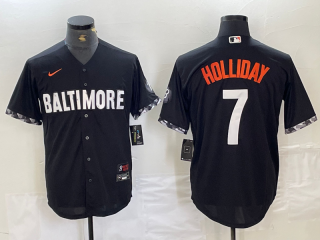 Men's Baltimore Orioles #7 Jackson Holliday Black 2023 City Connect Cool Base Stitched Jersey