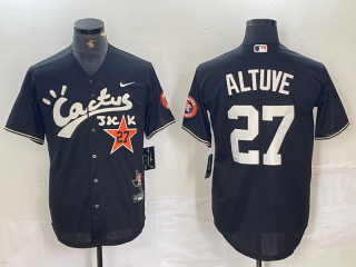 Men's Houston Astros #27 Jose Altuve Black Cactus Jack Cool Base Jersey