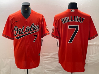 Men's Baltimore Orioles #7 Jackson Holliday Number Orange Limited Cool Base Stitched Jersey