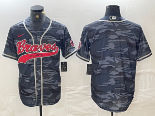 Men's Atlanta Braves Blank Gray Camo Cool Base With Patch Stitched Baseball Jersey