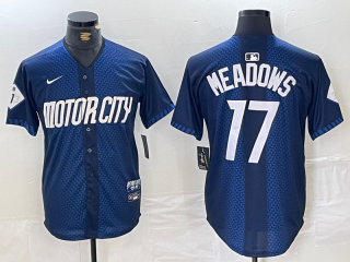 Men's Detroit Tigers #17 Parker Meadows Navy 2024 City Connect Cool Base Limited Stitched Jersey