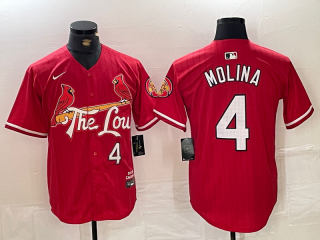 Men's St Louis Cardinals #4 Yadier Molina Red 2024 City Connect Limited Stitched Baseball Jersey