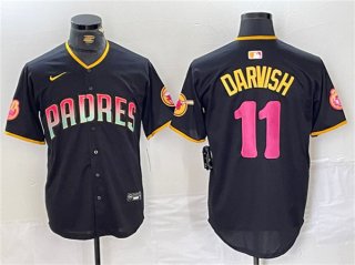 Men's San Diego Padres #11 Yu Darvish Black Cool Base Stitched Baseball Jersey