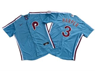 Men's Philadelphia Phillies #3 Bryce Harper Nike Light Blue Authentic Alternate Baseball Jersey