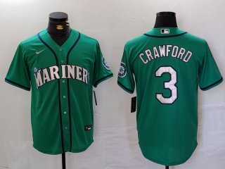 Men's Seattle Mariners #3 JP Crawford Teal Green Stitched Cool Base Nike Jersey