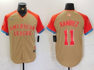 Men's Cleveland Guardians #11 Jose Ramirez Cream 2024 All Star Limited Stitched Jersey