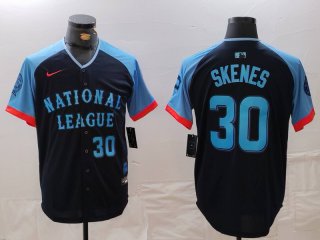 Men's Pittsburgh Pirates #30 Paul Skenes Number Navy 2024 All Star Limited Stitched Jersey